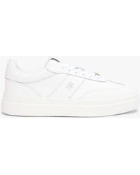 Tommy Hilfiger - Debossed Th Monogram Leather Court Trainers - Lyst