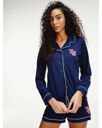 Tommy Hilfiger Nachthemd Met Monogram - Blauw