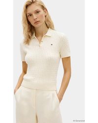 Tommy Hilfiger - Cable Knit Short Sleeve Polo Jumper - Lyst
