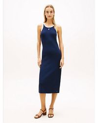 Tommy Hilfiger - Vestido Body Con Midi Con Ribete A Contraste - Lyst