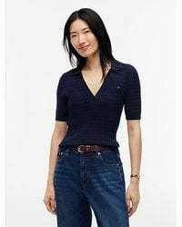 Tommy Hilfiger - Cable Knit Short Sleeve Polo Jumper - Lyst