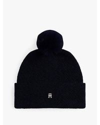 Tommy Hilfiger - Chic Pom Pom Beanie With Wool - Lyst