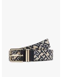 Tommy Hilfiger - Jacquard Double Keeper Square Buckle Belt - Lyst