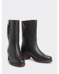 Tommy Hilfiger Leren Laars Met Blokhak - Zwart