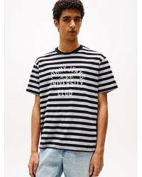 Tommy Hilfiger - Relaxed Fit T-Shirt Met Graphic En Strepen - Lyst