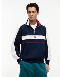 Tommy Hilfiger - Colour-Blocked Quarter-Zip Relaxed Sweatshirt - Lyst