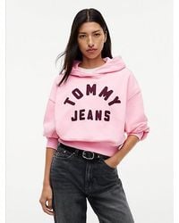 Tommy Hilfiger - Light Varsity Logo Oversized Fleece Hoodie - Lyst