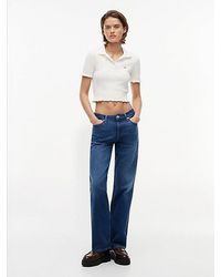 Tommy Hilfiger - Whiskered Low Rise Straight Leg Jeans - Lyst