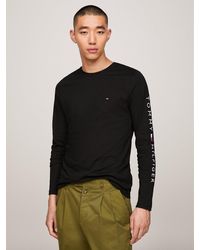 Tommy Hilfiger - T-Shirt Ajusté À Logo Et Manches Longues - Lyst