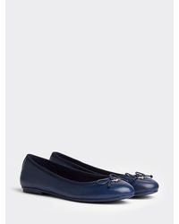 Tommy Hilfiger Leren Ballerina Met Strik - Blauw