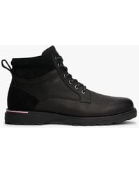 Tommy Hilfiger - Bottes En Cuir Crantées À Lacets - Lyst