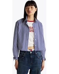 Tommy Hilfiger - Camicia Crop Relaxed Fit A Righe - Lyst