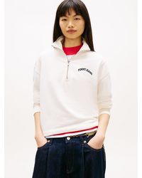 Tommy Hilfiger - Logo Embroidery Relaxed Quarter-Zip Sweatshirt - Lyst