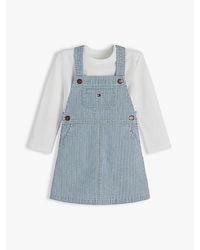 Tommy Hilfiger - Denim Stripe Dungaree Dress And T-Shirt Set - Lyst