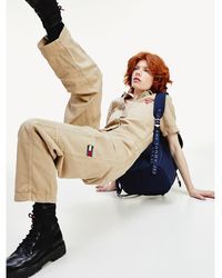 Tommy Hilfiger Utility-jumpsuit Met Korte Mouwen - Naturel