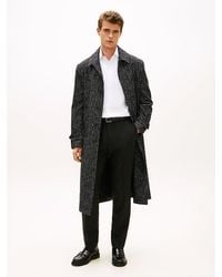 Tommy Hilfiger - Houndstooth Wool Blend Belted Longline Coat - Lyst