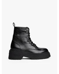 Tommy Hilfiger - Shiny Leather Chunky Cleat Mid Boots - Lyst