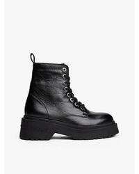Tommy Hilfiger - Halfhoge Glanzend Leren Laars Met Profielzool - Lyst