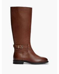 Tommy Hilfiger - Th Monogram Buckle Leather Knee High Boots - Lyst