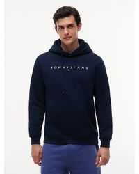 Tommy Hilfiger - Linear Logo Fleece Drawstring Hoody - Lyst