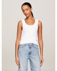 Tommy Hilfiger - Ribbed Slim Cropped Tank Top - Lyst