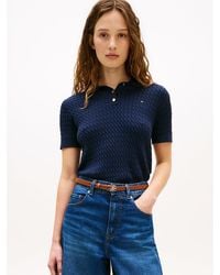 Tommy Hilfiger - Cable Knit Short Sleeve Polo Jumper - Lyst