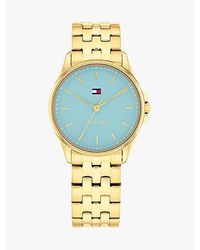 Tommy Hilfiger - Reloj Con Esfera Azul Y Chapado En Oro - Lyst