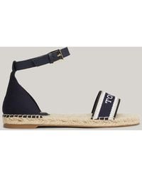 Tommy Hilfiger - Sandales espadrilles à bride en toile à logo - Lyst