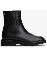 Tommy Hilfiger - Square Toe Leather Ankle Boots - Lyst