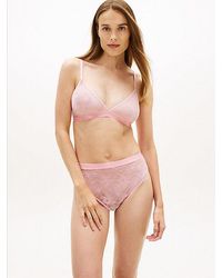 Tommy Hilfiger - Repeat Logo Floral Lace Triangle Bra - Lyst