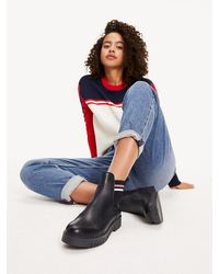 Tommy Hilfiger Chelsea Boot Met Logo - Blauw