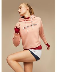 Tommy Hilfiger Cropped Hoodie Met Logo - Roze