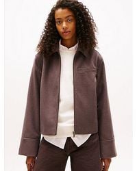 Tommy Hilfiger - Collared Zip-Thru Wool Blend Twill Jacket - Lyst
