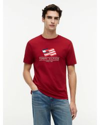 Tommy Hilfiger - Wavy Flag Appliqué Jersey T-Shirt - Lyst