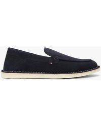 Tommy Hilfiger - Debossed Logo Topstitch Suede Loafers - Lyst