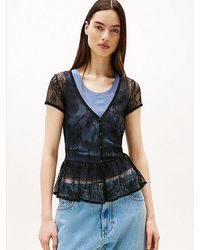 Tommy Hilfiger - Top De Corte Slim Con Manga Casquillo - Lyst