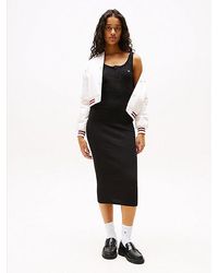 Tommy Hilfiger - Vestido Midi Ajustado Con Textura Acanalada - Lyst