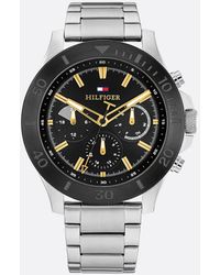 Tommy Hilfiger - Black Dial Stainless Steel Sports Watch - Lyst