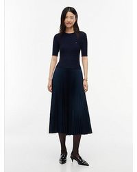 Tommy Hilfiger - Cable Knit Pleated Midi Dress - Lyst