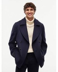 Tommy Hilfiger - New York Label Wool Blend Relaxed Peacoat - Lyst