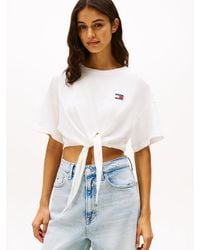 Tommy Hilfiger - Tommy Badge Cropped Knot T-shirt - Lyst
