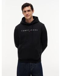 Tommy Hilfiger - Linear Logo Fleece Drawstring Hoody - Lyst