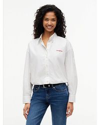 Tommy Hilfiger - Oversized Fit Cropped Gathered Poplin Shirt - Lyst
