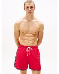 Tommy Hilfiger - Medium Lange Zwemshort Met Signature-Streep - Lyst