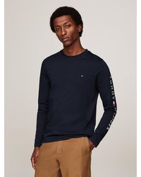 Tommy Hilfiger - T-Shirt Ajusté À Logo Et Manches Longues - Lyst