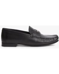 Tommy Hilfiger - Th Monogram Leather Penny Loafers - Lyst