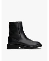 Tommy Hilfiger - Leren Enkellaars Met Vierkante Neus - Lyst