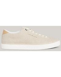 Tommy Hilfiger - Lace-Up Sneaker aus Leinen-Chambray - Lyst
