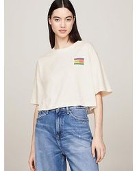 Tommy Hilfiger - Cropped T-shirt Met Oversized Ruglogo - Lyst