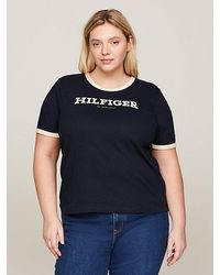 Tommy Hilfiger - Curve T-shirt Met Flocked Monotype-logo - Lyst
